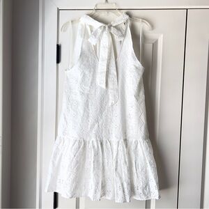 Christian Lacroix White Eyelet Sleeveless Halter Mini Dress Women’s Size M